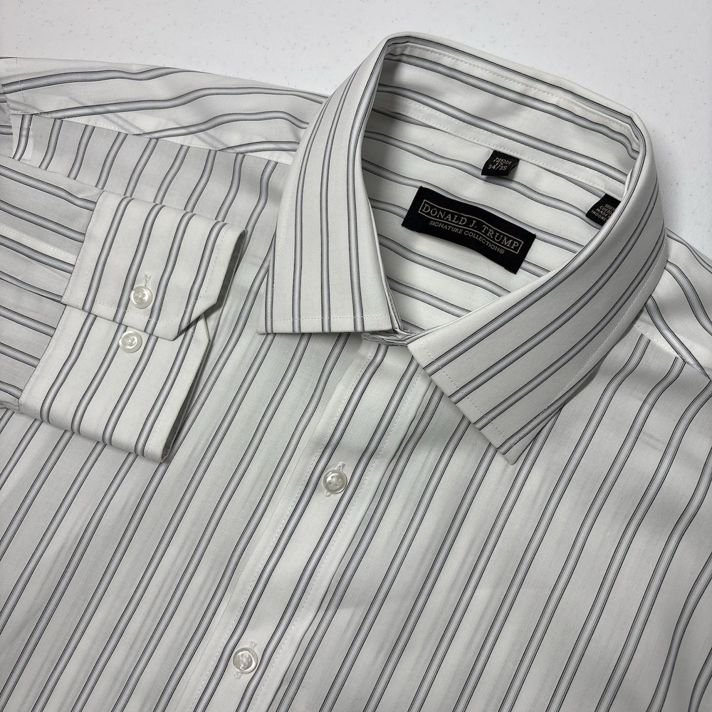 Donald J Trump Signature Collection Mens Dress Shirt Size 17 34/35 Striped NWT
